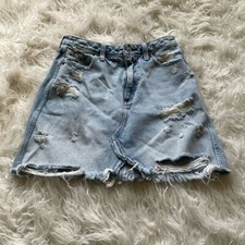 Abercrombie Zoe Natural Rise Vintage A-Line Distressed Skirt