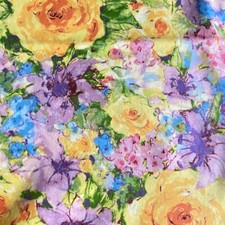 2.7 YD Floral Fabric Yellow Purple Cotton Print Northcott