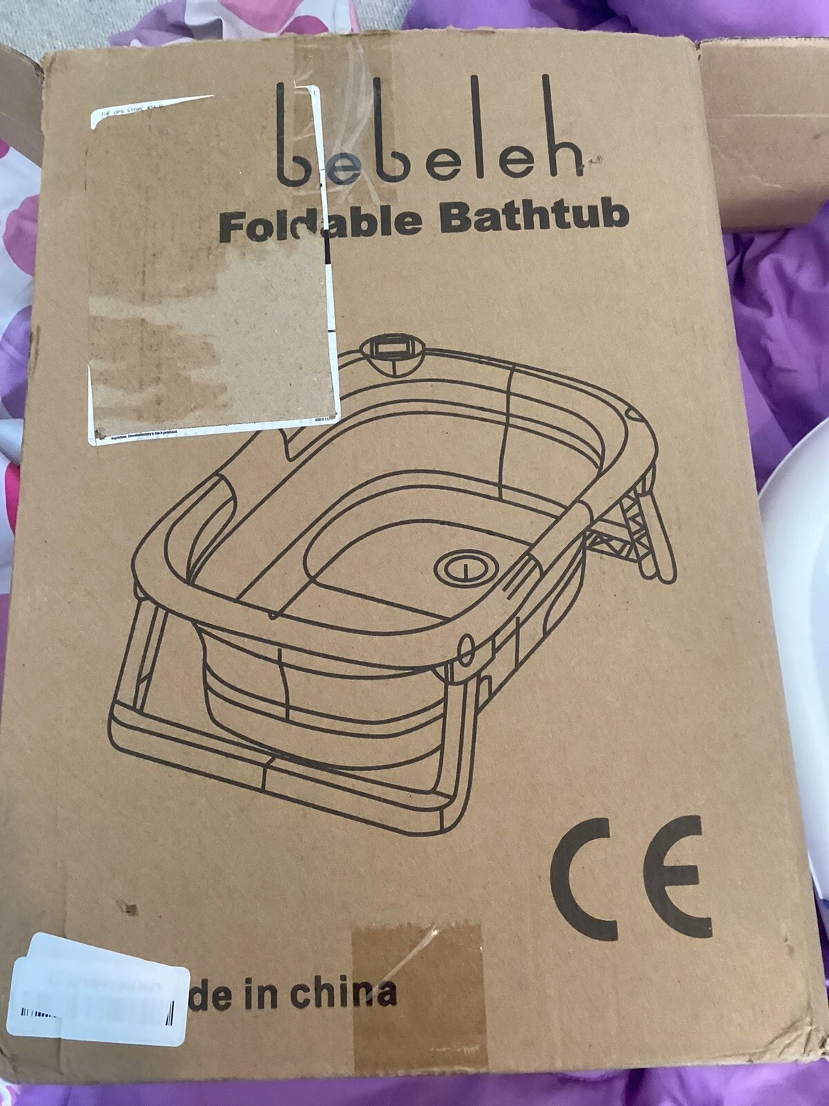 Foldable Collapsible Baby Infant Bathtub Bath Gray Grey