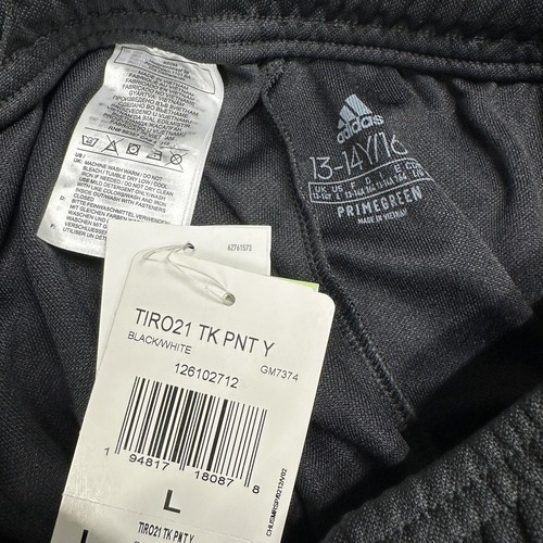 Pantaloni Adidas Youth neri bianchi a righe Tiro 21 pantaloni da pista giovanili taglia MEDIA NUOVI! - Foto 17 di 17