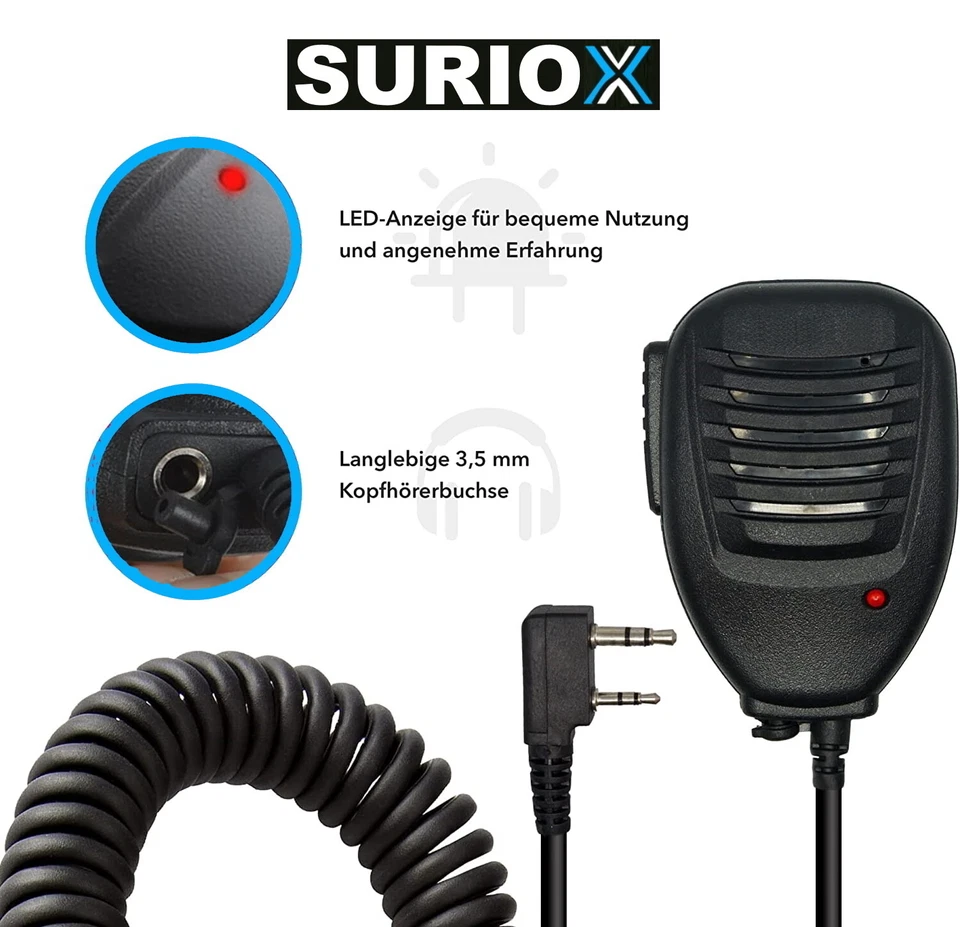 SURIOX Mikrofon Lautsprecher für BAOFENG UV-5R Plus GT-3 UV 82L Hand-funkgerät - Bild 3 von 4