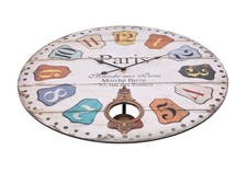 Wanduhr Paris Mit Eiffelturm – 27 Cm, Runde Dekouhr, Holz & MDF, Quarzuhrwerk (Batterie Nicht Inkl.)