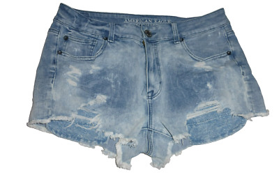 American Eagle Jeans 40 US 10 SHORTS Hose HOT Pant blau destroyed Super Stretch