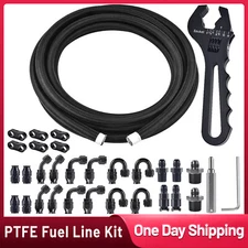 Nylon PTFE Fuel Line Hose Fittings Kit 6AN -AN6 10FT 20FT W/ Hose Fitting wrench