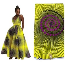 African Print Ankara Cotton High Quality, 6 Yards - Yellow