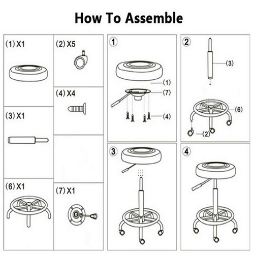 Office/Home Stool Swivel Chair Height Adjustable 360° Chair Round Desk bar Stool - Picture 31 of 56