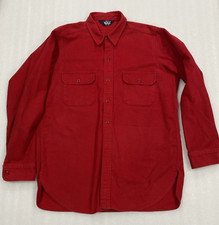 VTG 80s WOOLRICH Long-sleeve Button Up Chamois Shirt Red XL 100 Cotton USA Made