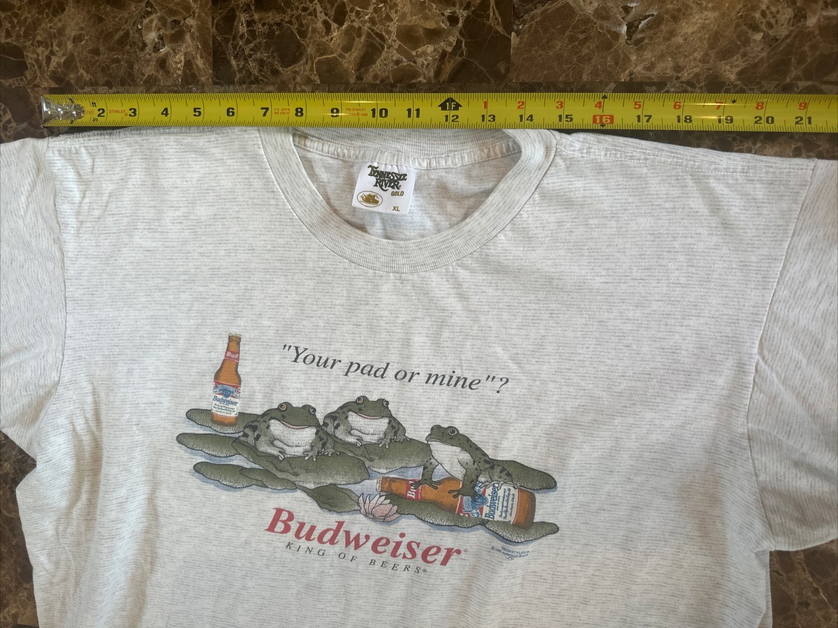 001 バドワイザー budweiser 1995年製ヴィンテージ Tシャツ VTG 1995 Budweiser Your Pad Or Mine Frog T Shirt Adult Size XL