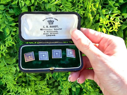 Antique Enamel and 18k Yellow Gold Cufflinks Circa 1935 - 第 2/11 張圖片