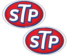 STP Oil x 2 Stickers 75x50mm Racing Motorcycle Car Decals Quality Vinyl Label 