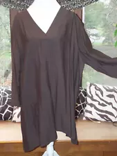 LN NICHE by Nilgun Derman brown stepped asymmetric cross-over tunic XXL B=53"