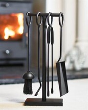 Deluxe Black Contemporary Loop Handle Four Piece Companion Set - 42cm