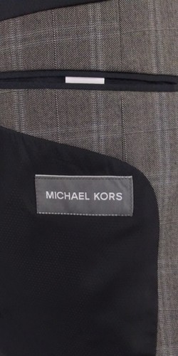 Michael Kors Two Button Gray Sharkskin Blue Check Sport Coat Jacket 40R - Picture 8 of 10