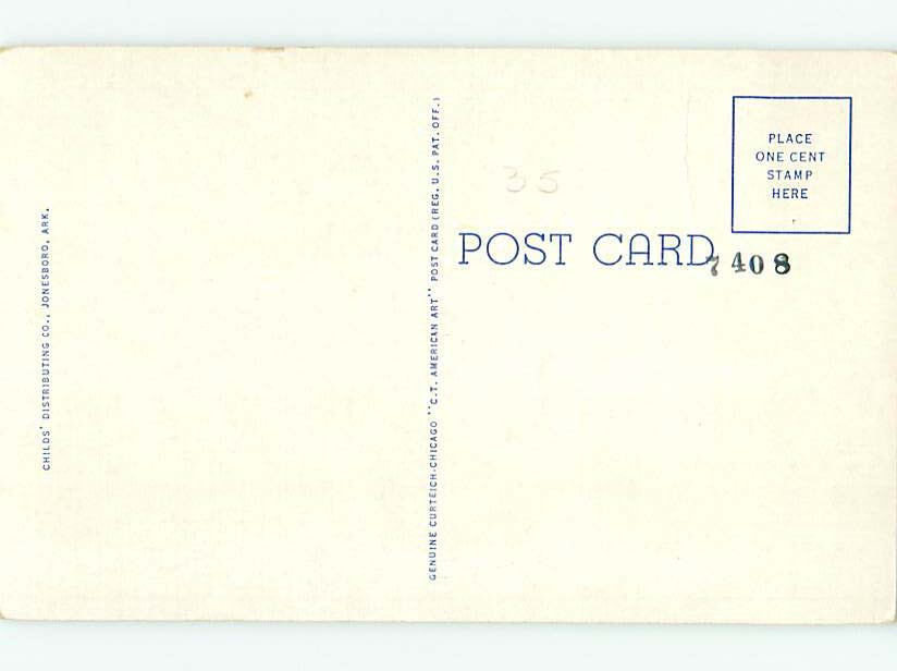 Linen COURTHOUSE SCENE Pocahontas Near Walnut Ridge & Jonesboro AR 9/