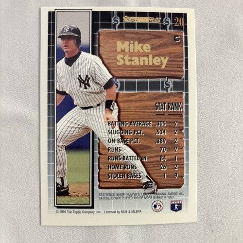 1994 Topps Black Gold Mike Stanley New York Yankees #20 - 第 2/2 張圖片