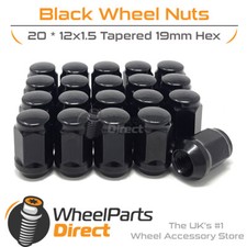 Wheel Nuts (20) 12x1.5 Black for Vauxhall Astra GTC VXR 13-19 on Original Wheels