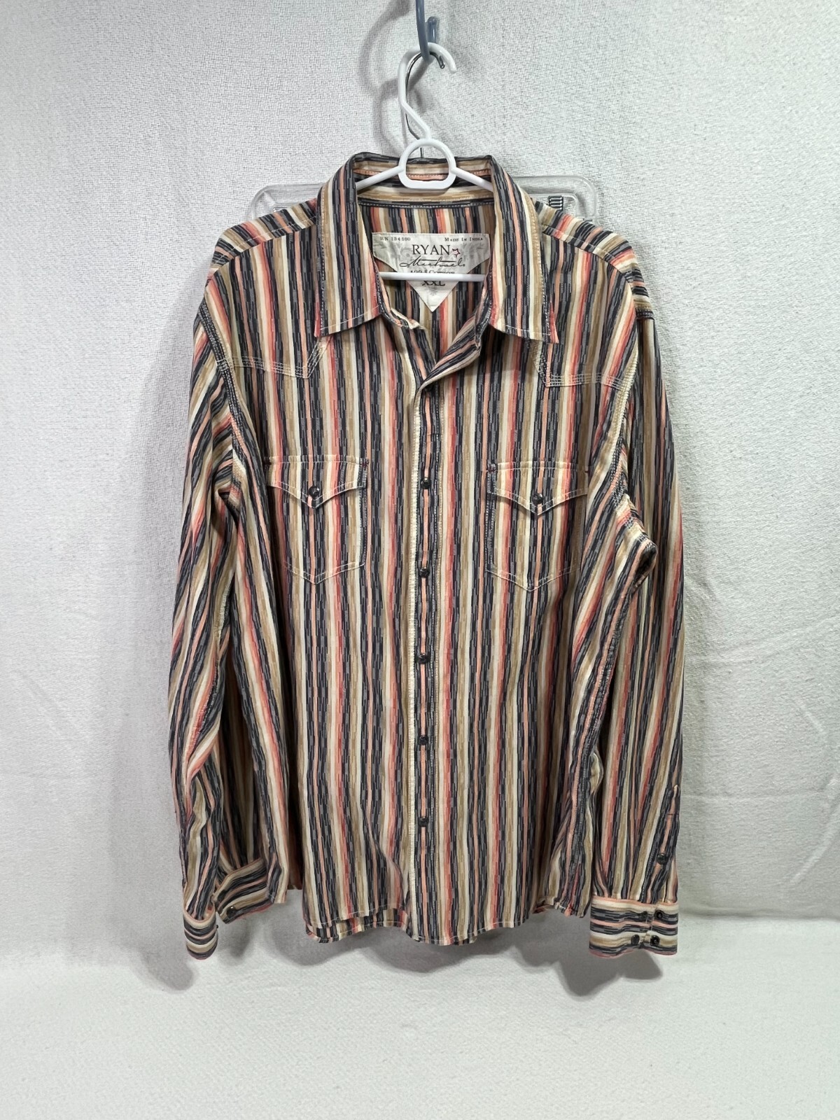 Ryan Michael Men’s Button Up Multi Colored Stripe… - image 1