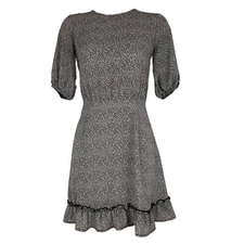 Sienna Sky Dress Womens Small Short Sleeve A-Line Lightweight Chiffon Above Knee