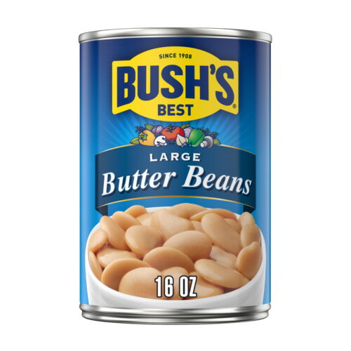 (8 pack) Bush's Large Butter Beans Beans, Canned Butter Beans, 16 oz Can