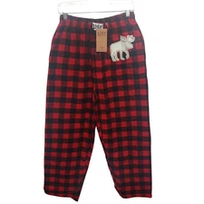 Lazy One Moose Adult Pajama Pants Size S Plaid Red Cozy Comfy Loungewear Unisex