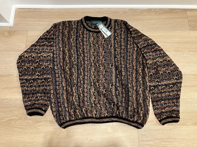 Vintage Tundra Sweater Mens Size L Canada 3D Striped Knit 90s Coogi