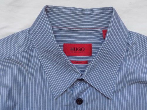 Hugo Boss Para Hombre Camisa Manga Larga Botones Abajo Delgado Línea Tamaño  41-16 L Grande | eBay