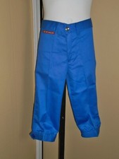 Child's VTG 1970s Shiny Blue Disco Cropped Pants Tapered  Buttoned Hem Sz 8 NOS