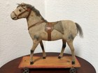 Vintage German Paper Mache Horse on Wheels Folk Art Dapple Gray / Providence