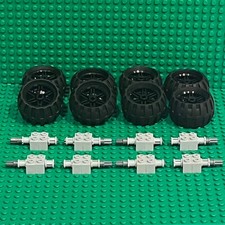 Lego Technic Wheels Tires Axles Car Truck Medium Size 56145 61481 Lot Of 8