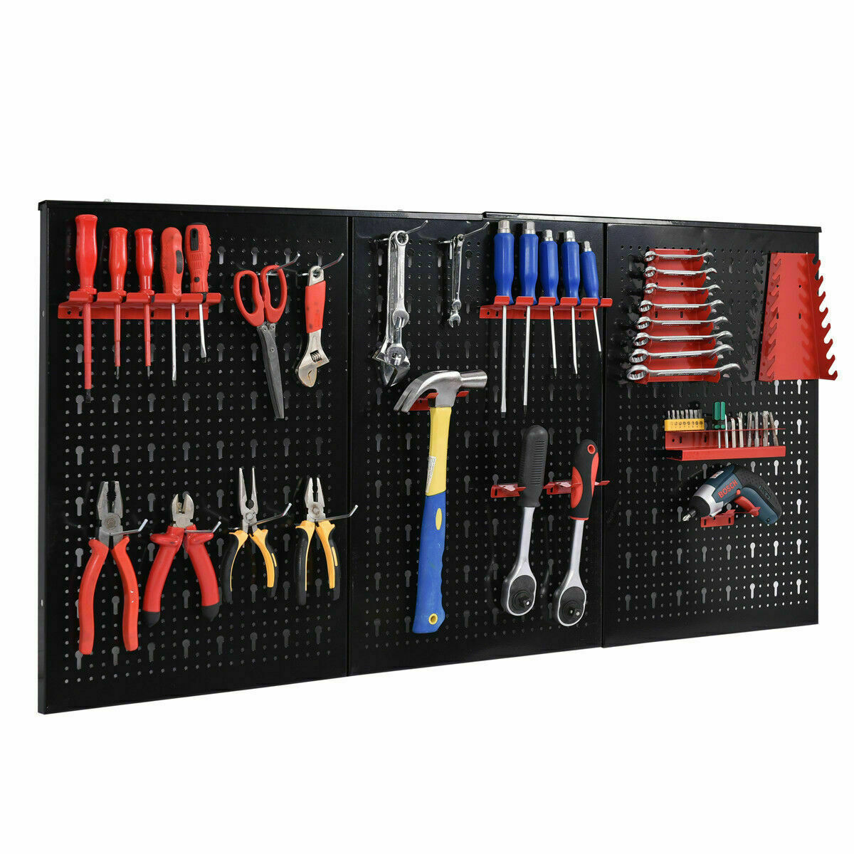 48'' x 24'' Black Metal Pegboard Organizer Wall Mount Panel Garage ...