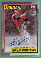 Gunnar Henderson 2025 TOPPS SERIES 1 1990 ON CARD AUTO #90AU-GH ORIOLES 38/50