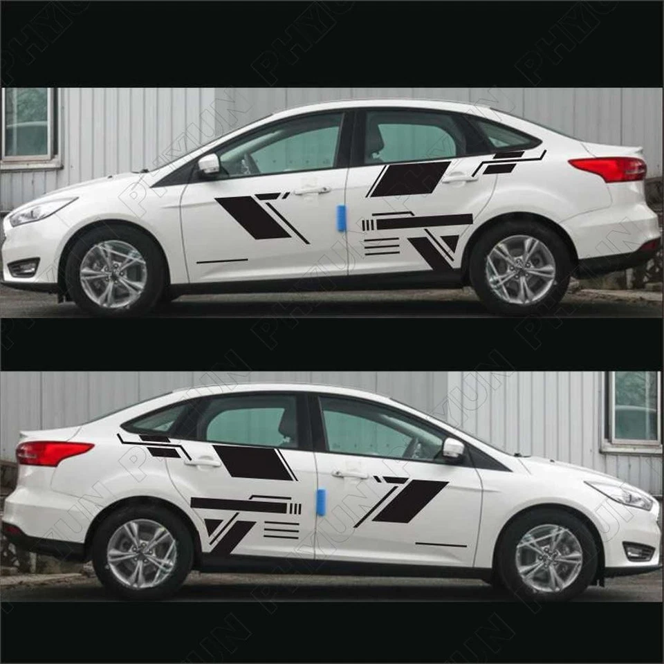 Car Door Decor Stickers Both Side DIY Vinyl Decals Racing Sport Stripes Styling - Image 2 of 4