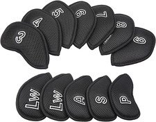 12Pcs/Pack Meshy Golf Iron Covers Set Golf Club Head Cover Fit Most Irons Black