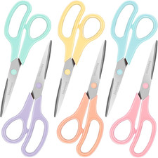 Scissors Set of 6-Pack, 8" Scissors All Purpose Comfort-Grip Handles, Sharp Scis