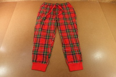 Old Navy Mens Medium Red Green Plaid Matching Flannel Jogger Pajama Pants NWT
