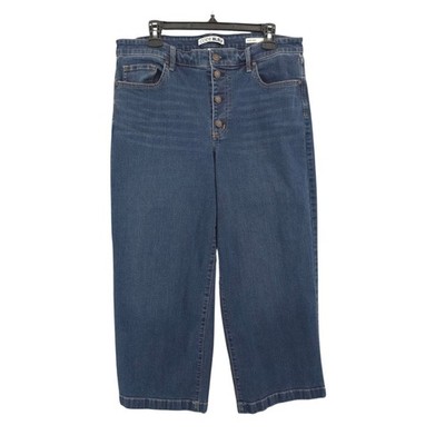 Code Bleu Jeans Size 14 Wide Leg Crop High Rise Button Fly Stretch