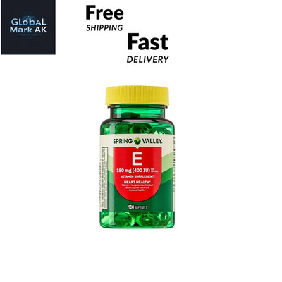 Spring Valley Vitamin E 180mg (400 IU)   100ct Softgels for Heart Health
