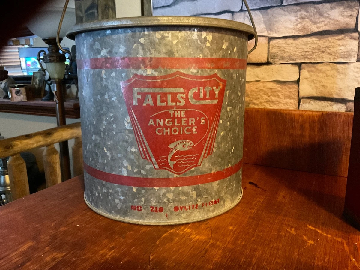 Seau à Appâts Galvanisé Falls City Minnow N°7810 - Vintage Pêcheur, Choix Du Pêcheur