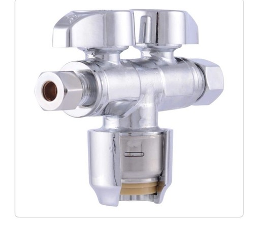 SharkBite MAX URDS123814, 1/2โ x 3/8โ O.D. x 1/4โ O.D. Comp, Dual Shut-off Valve