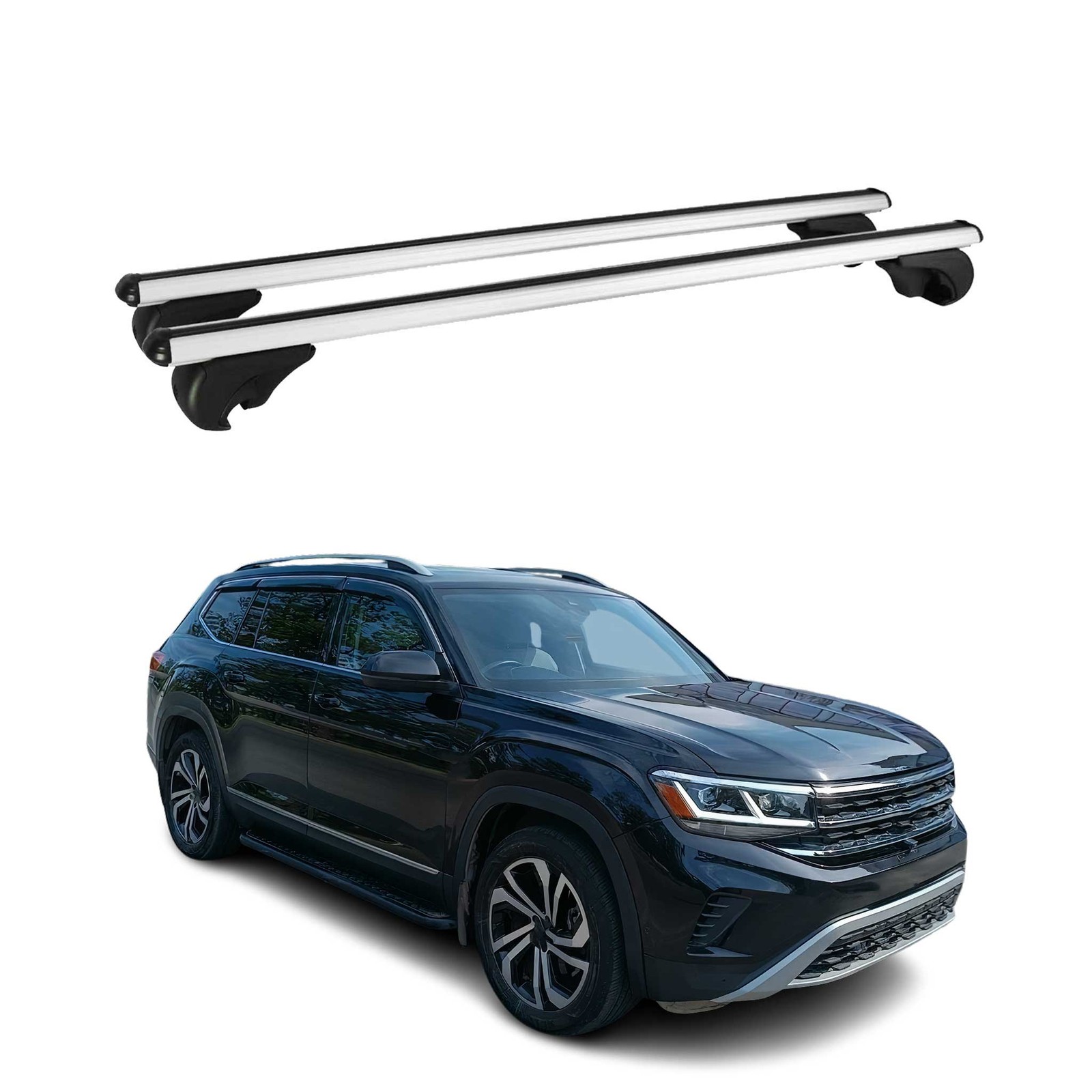 Barres de toit en aluminium premium argent pour SUV Volkswagen Atlas