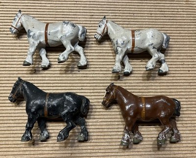 4 VTG METAL WORK HORSE FIGURES ENGLAND Farm Animal