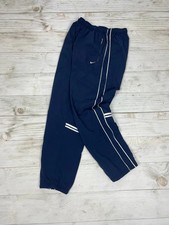 Vintage Nike Nylon Track Pants Swoosh 00s Striped Men Size M Blue