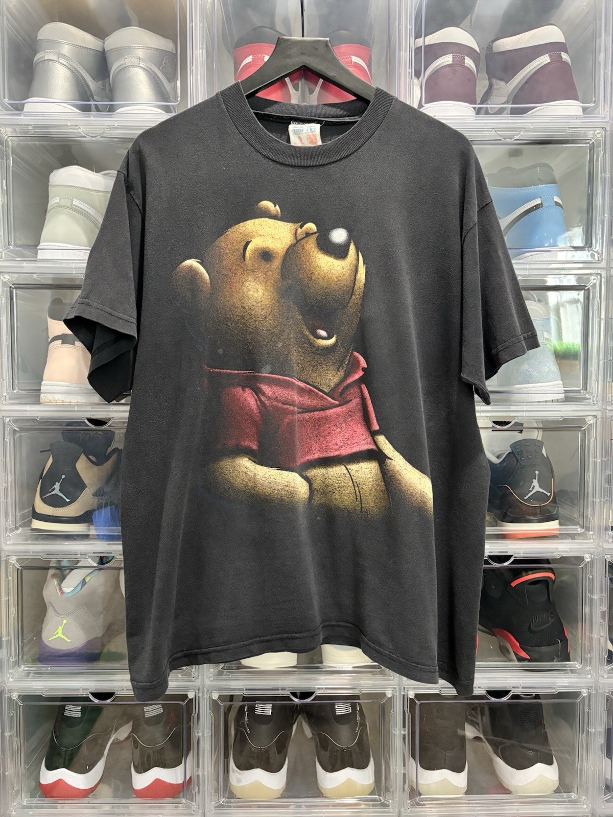 Disney “Winnie The Pooh” Shadow BLACKOUT cartoon T-shirt Tv Show Movie 90s RARE image 2