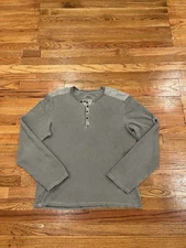 Armani Exchange Thermal Waffle Henley Shirt Men L Shoulder Patch
