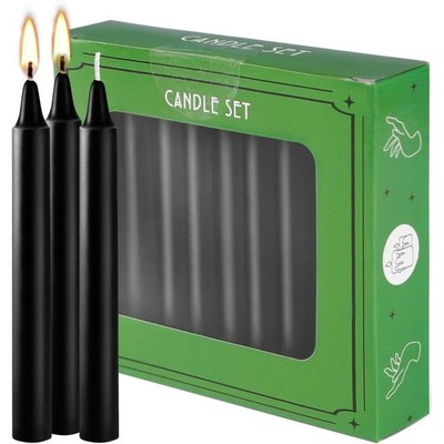 Smokeless Long Burning 4 Inch Black Taper Candles 20 Pack for Dinners Parties