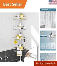 Shower Corner Caddy Organizer with Adjustable Shelves Rustproof Bathroom Storage