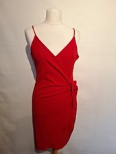 H&M Red Dress Size Eur 38 Uk 8-10 Excellent Condition Cami Straps Tie Detail