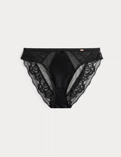 M&S Rosie BNWT Black High Leg Knickers, Lace & Silk