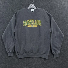 Baylor Bears Sweatshirt Men's Large Gray Champion Crewneck Embroidered