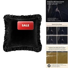 H HIEND ACCENTS HiEnd Accents Stella Faux Silk Velvet Black Ruffled Euro Sham